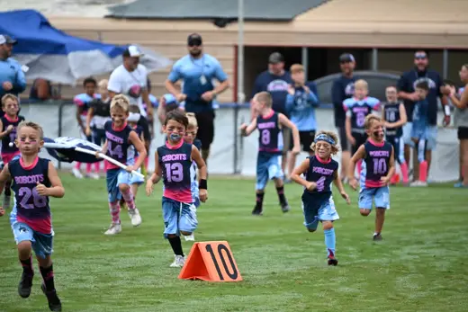 Bobcats 6U flag football action