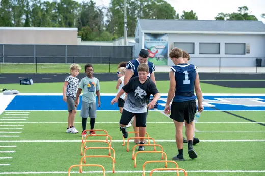 Agility hurdle drills at Bobcats training camp